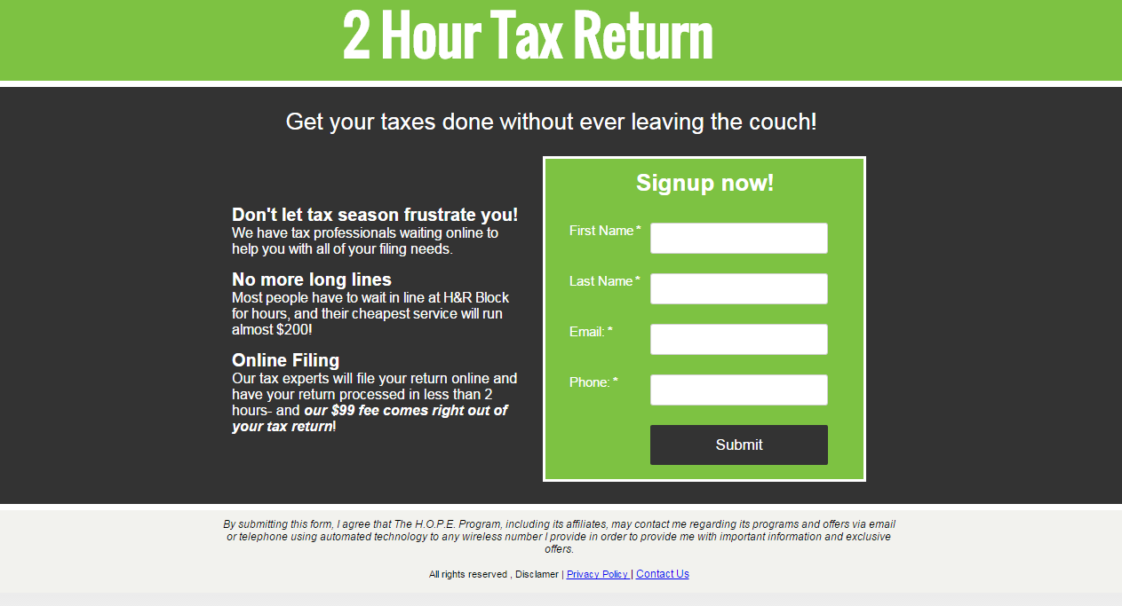 2hourtaxreturn screenshot